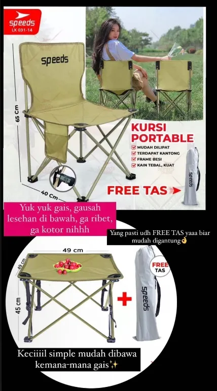 Set Kursi Meja Piknik - Portable dan Praktis